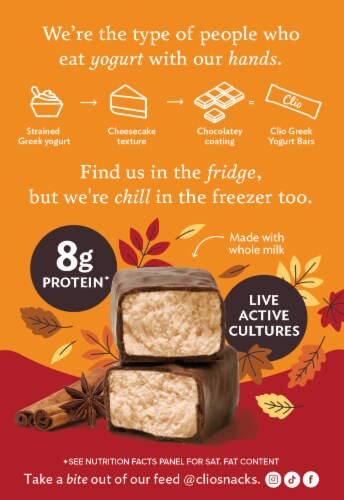 Clio® Pumpkin Dark Chocolate Covered Greek Yogurt Bars Perspective: back