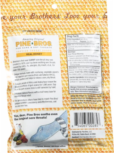 Pine Bros® Honey Throat Cough Drops Perspective: back