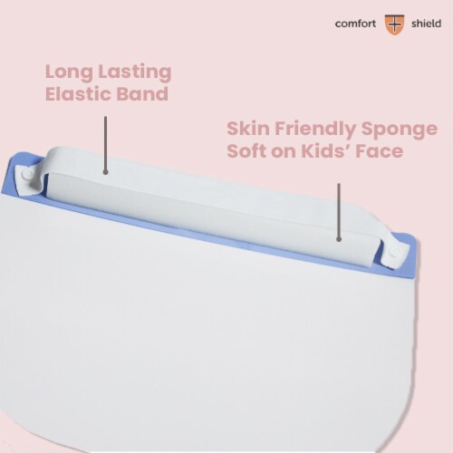 Parasol Kids Blue Face Shields with Elastic Foam Band Perspective: back