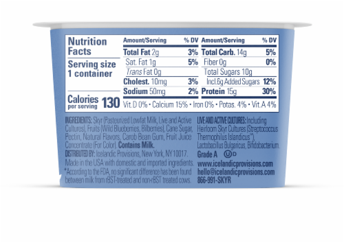 Icelandic Provisions Traditional Blueberry Bilberry Skyr Perspective: back