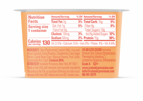 Icelandic Provisions Peach & Cloudberry Low Fat Skyr Yogurt Cup Perspective: back