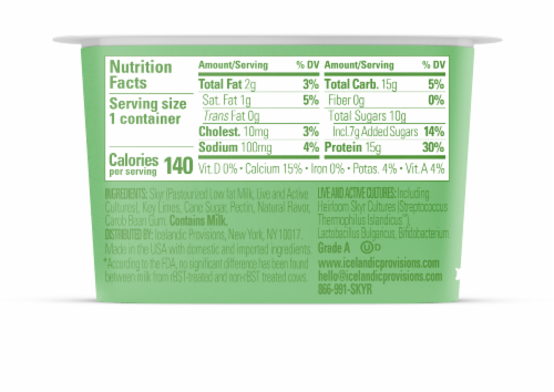 Skyr Icelandic Provisions Key Lime Skyr Yogurt Cup Perspective: back