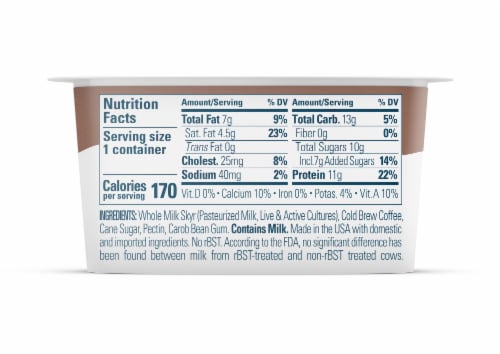 Icelandic Provisions Cold Brew Coffee Extra Creamy Skyr Whole Milk Yogurt Perspective: back