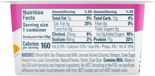 Icelandic Provisions Extra Creamy Skyr Passion Fruit & Mango Whole Milk Yogurt Perspective: back