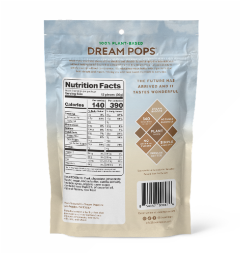 Dream Pops® Plant-Based Vanilla Sky Crunch Candy Bites Perspective: back