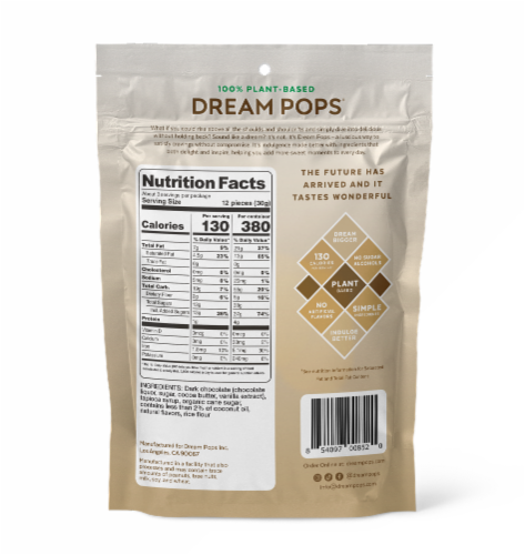 Dream Pops® Plant-Based Cookie Dough Crunch Candy Bites Perspective: back