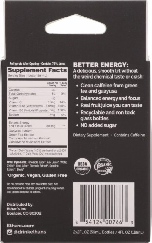 Ethan's® Pineapple Clean Energy Shot Perspective: back