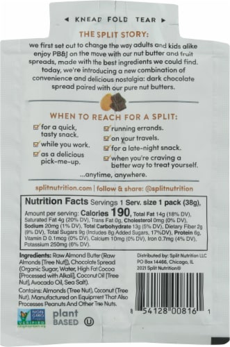 Split® Almond Butter & Dark Chocolate Snack Perspective: back