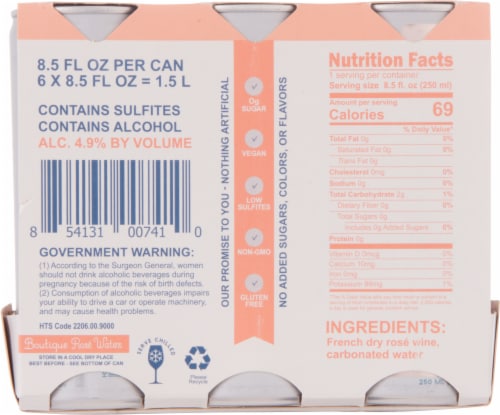 Boutique Rose Water Dry Rose Low Calorie Wine Perspective: back
