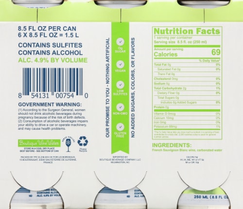 Boutique Bev Wine Water Sauvignon Blanc with Sparkling Water French White Wine Cans Perspective: back