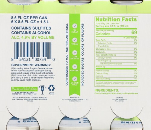 Boutique Bev Wine Water Sauvignon Blanc with Sparkling Water French White Wine Cans Perspective: back