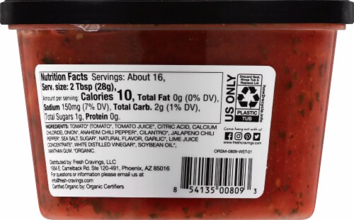 Fresh Cravings® Organic Mild Restaurant Style Salsa Perspective: back