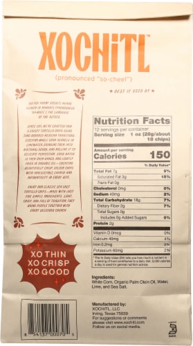 Xochitl™ Salted Corn Tortilla Chips Perspective: back