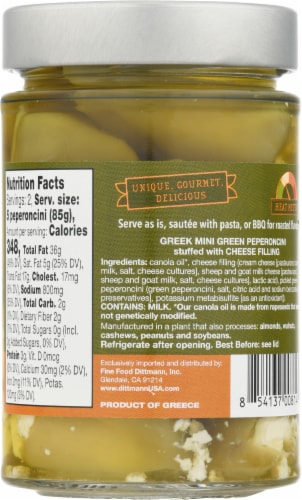 Fine Food Dittmann Cream Cheese & Feta Stuffed Green Peperoncini Perspective: back