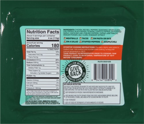 Mighty Spark Food Co. Ground Fresh Chicken Fajita Seasoned Perspective: back