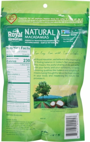 Royal Hawaiian Natural Macadamia Nuts Perspective: back