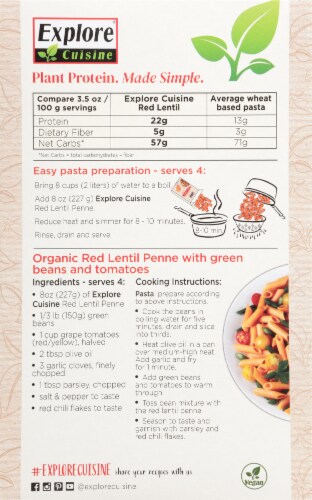 Explore Cuisine® Organic Red Lentil Penne Perspective: back