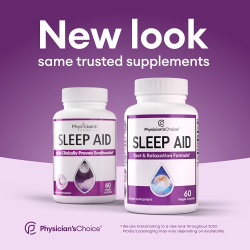 Physician's Choice Rest & Relaxation Sleep Aid Dietary Supplement Veggie Capsules Perspective: back