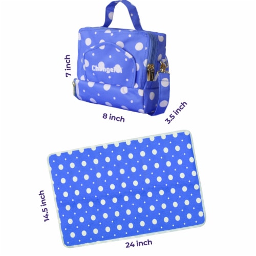 ChangePal Portable Diaper Changing Bag (Dark Blue Polka) | Wipes Pouch version Perspective: back