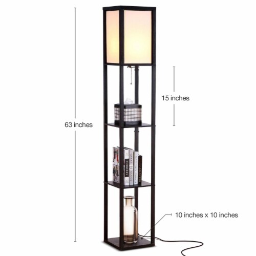 Brightech Maxwell Standing Tower Floor Lamp with Shelves and LED