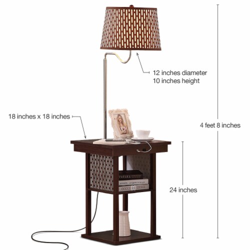 Brightech Madison Nightstand Side Table with Built In Lamp and USB Port Brown 1 Piece Kroger