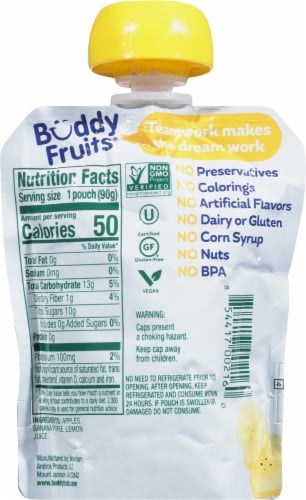 Buddy Fruits Original Apple & Banana Pure Blended Fruit Perspective: back