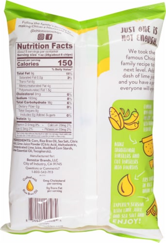 Chicas™ Lime Corn Tortilla Chips Perspective: back