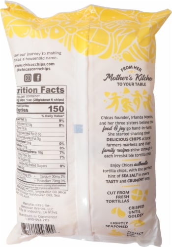 Chicas Original Sea Salt Corn Tortilla Chips Perspective: back