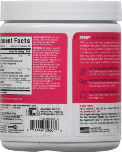 RSP Fruit Punch Flavor Amino Lean® Powder Perspective: back