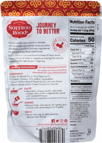 Saffron Road® Sweet & Sour Simmer Sauce Perspective: back