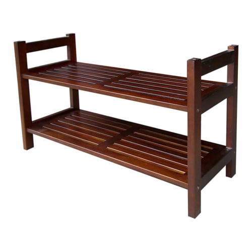 ORE International 15.5 Tall Traditional Wood 2-Tier Shoe Rack in