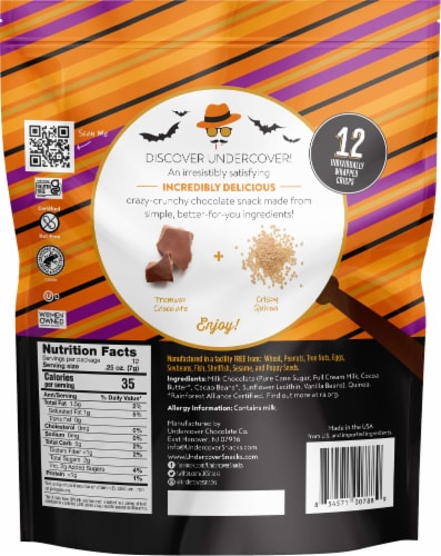 Undercover® Individually Wrapped Halloween Milk Chocolate Quinoa Crisps Perspective: back