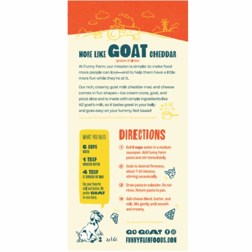 Funny Farm® Goat Milk Cheddar Macaroni and Cheese Dinner Perspective: back