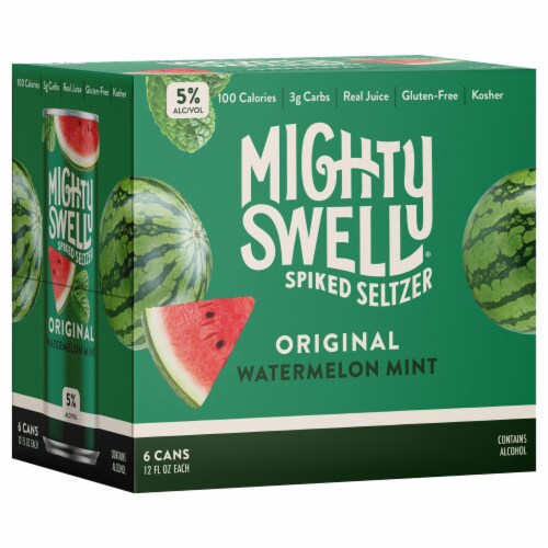 Mighty Swell Hard Seltzer Watermelon Mint 6pk Perspective: back