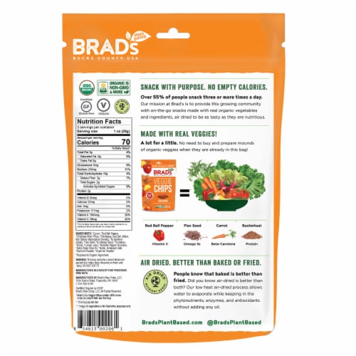 Brad's Cheddar Veggie Chips Perspective: back
