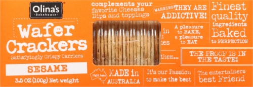 Olina's Bakehouse® Sesame Wafer Crackers Perspective: back