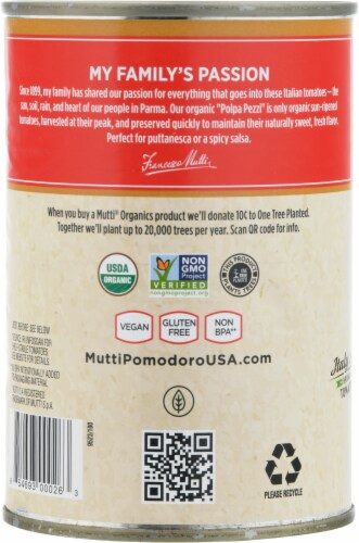 Mutti Organic Diced Tomatoes in Organic Tomato Puree Perspective: back