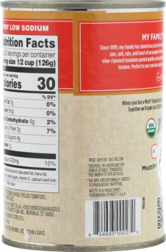 Mutti Organic Whole Peeled Tomatoes Perspective: back