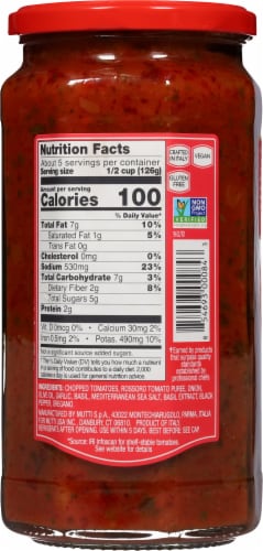 Mutti® Tomato Basil Pasta Sauce Perspective: back