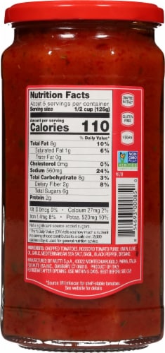 Mutti® Marinara Pasta Sauce Perspective: back