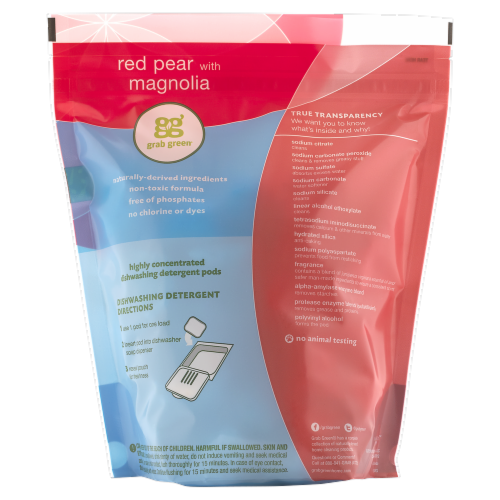 Grab Green Automatic Dishwashing Detergent Pods Red Pear with Magnolia Perspective: back
