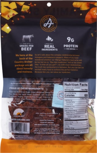 Country Archer® Mango Habanero Beef Jerky Family Size Perspective: back