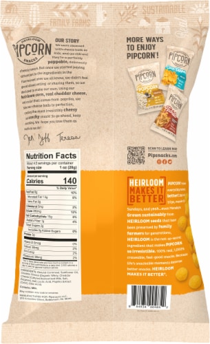 Pipcorn® Cheddar Cheese Balls Chips Perspective: back