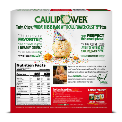 Caulipower® Uncured Pepperoni Gluten Free Cauliflower Crust Frozen Pizza Perspective: back