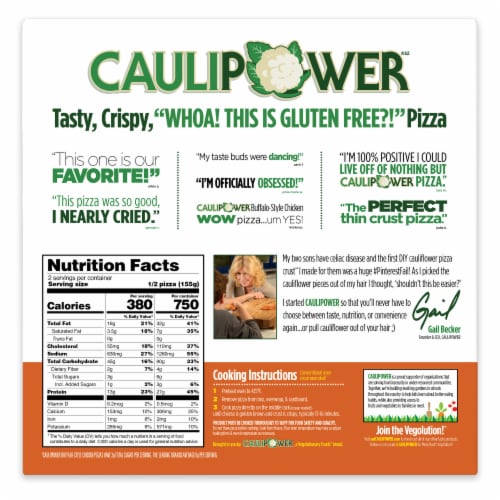 Caulipower Buffa-Whoa Cauliflower Crust Buffalo-Style Chicken Frozen Pizza Perspective: back