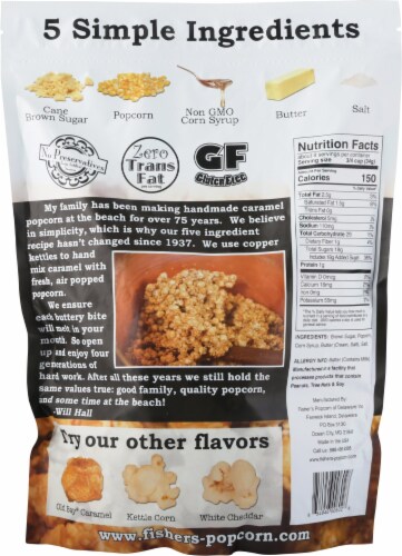 Fisher's Popcorn Caramel Popcorn Perspective: back