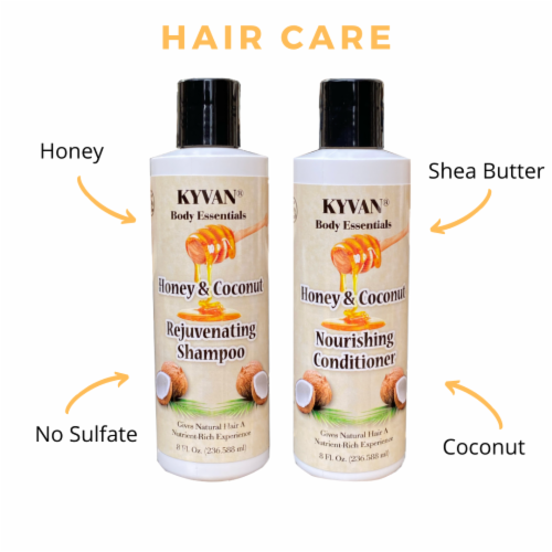 KYVAN Honey & Coconut Rejuvenating Shampoo  and Nourishing Conditioner Set Perspective: back