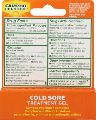 Campho-Phenique Cold Sore Treatment Perspective: back