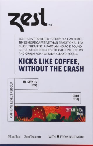 Zest Tea Superberry Samba Energy Green Tea Perspective: back