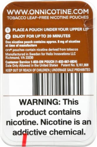 on! Coffee Nicotine Pouches 8mg Perspective: back